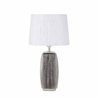 Distribuidor - Lâmpadas Diversas | Sobre Mesas Decoração | SOBREMESA CERÁMICA SUCUPIRA 1XE27 PLATA BRILLO C/PANT BLANCA 54X30X30 CM Ref: 138671010
